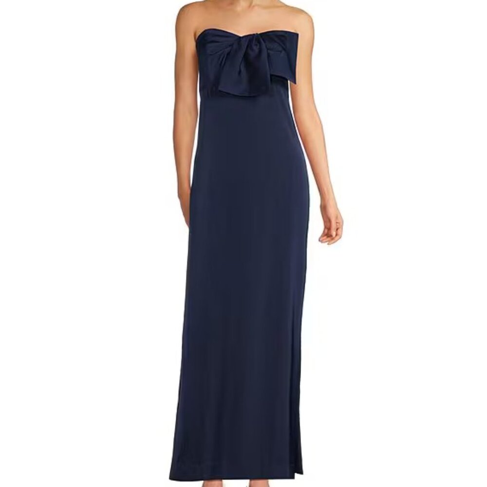 Lilly Pulitzer Navy Strapless Bow-Accent Evening Gown - Picture 3 of 4